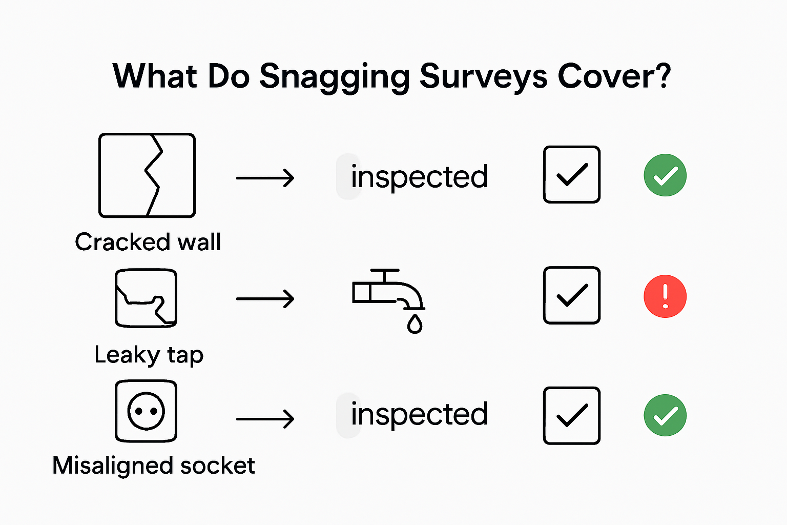 Infographic: snagging survey checklist and outcomes