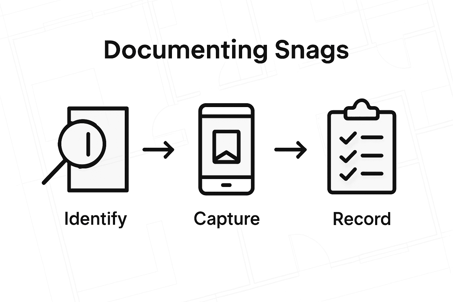 Infographic showing snag documentation steps