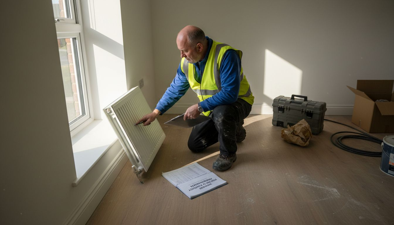 Inspector checking property interior for snags