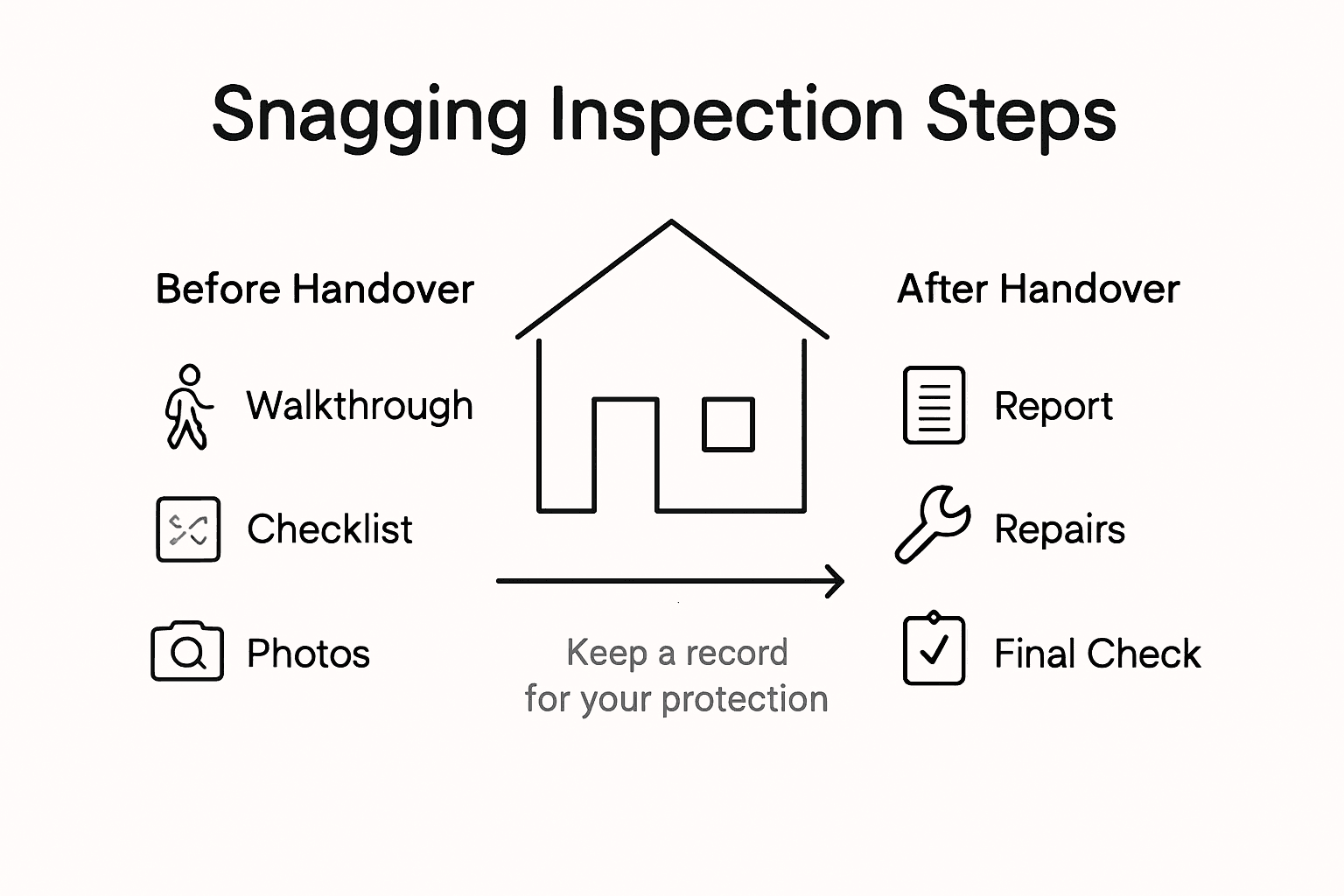 Infographic on snagging inspection steps in homes