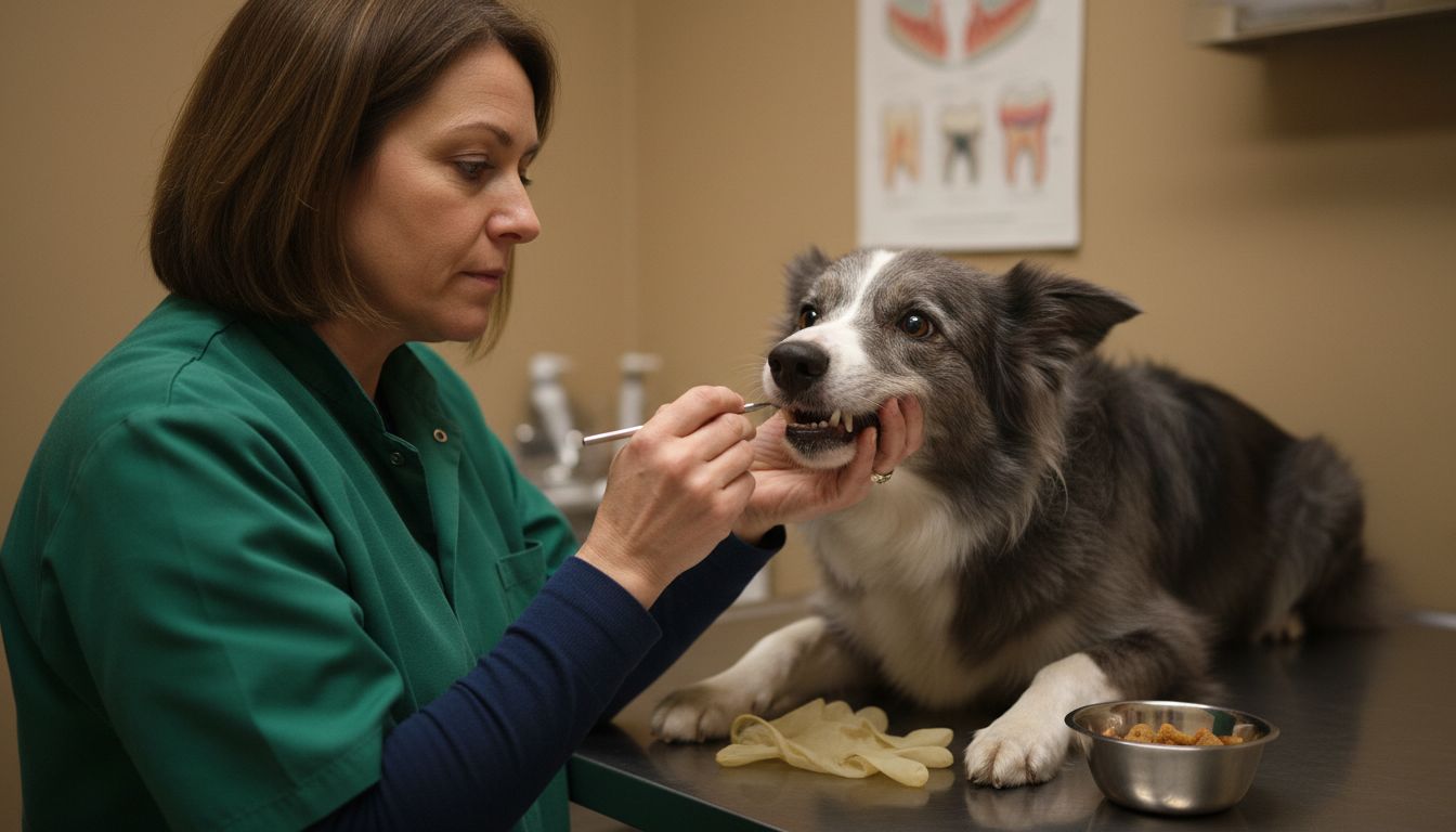 Dierenarts controleert tanden border collie
