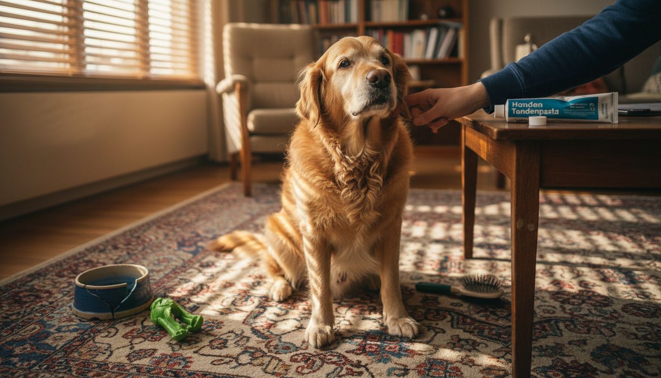 Hond met gebitsproblemen in de huiselijke omgeving