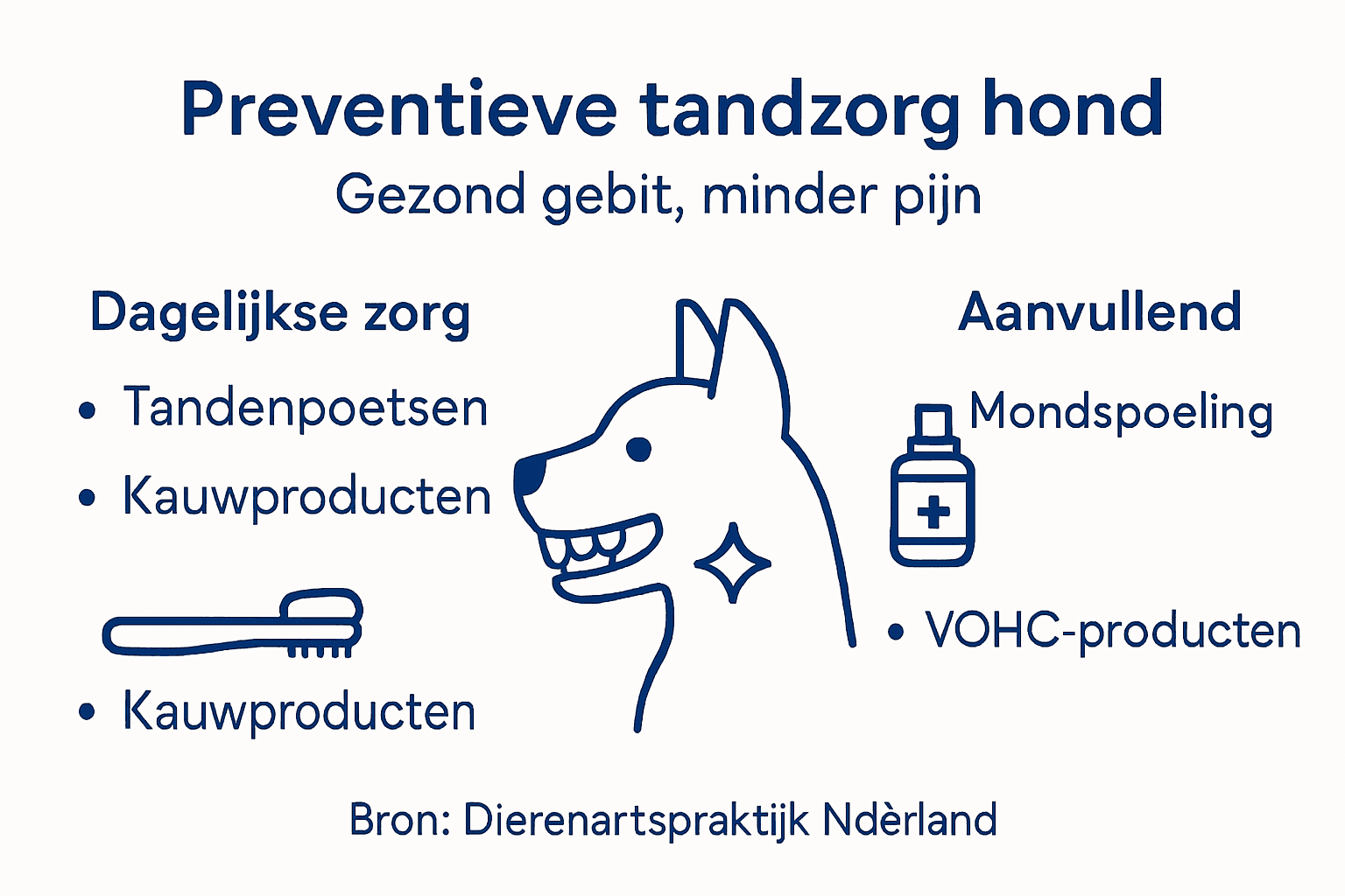 Infographic: Dagelijkse en extra verzorging van het gebit van je hond