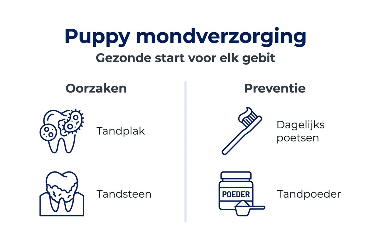 Infographic: Mondverzorging bij puppy’s – oorzaken van problemen en hoe je ze voorkomt