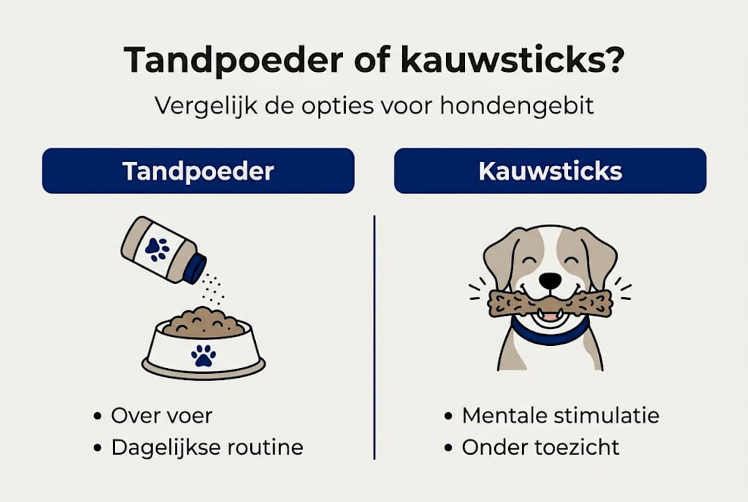 Infographic: tandpoeder versus kauwsticks – wat zijn de verschillen?