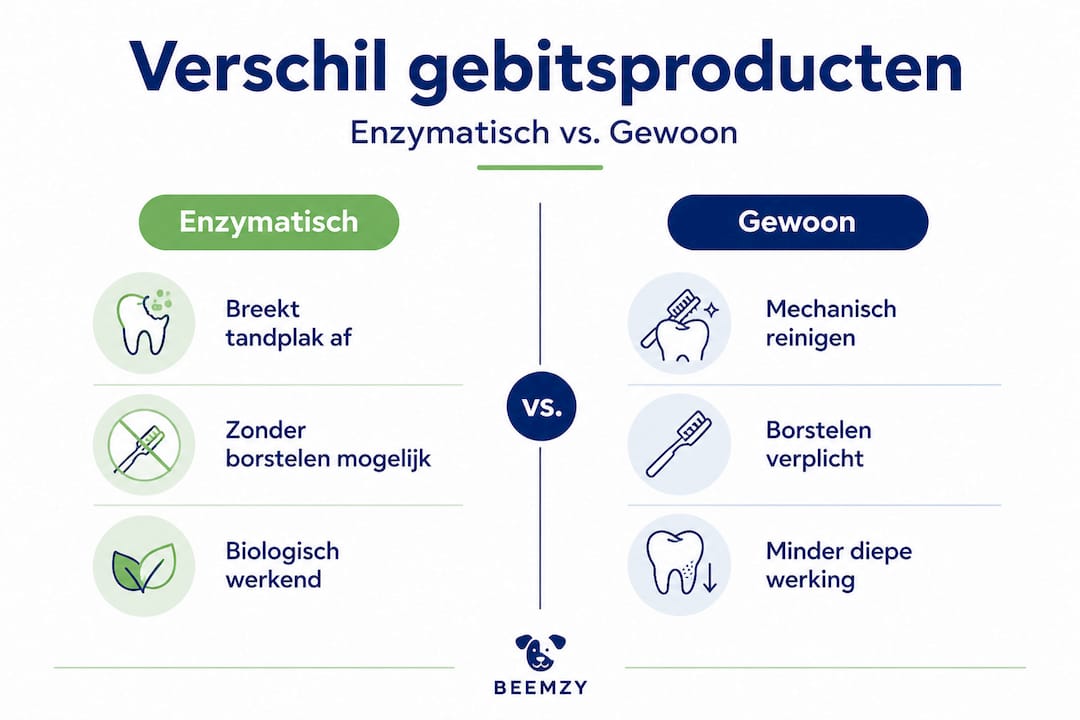 Infographic: verschil tussen enzymatische tandverzorging en reguliere tandproducten