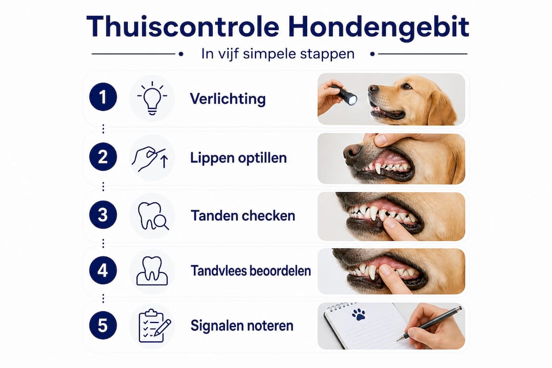 Infographic: in vijf stappen het gebit van je hond controleren