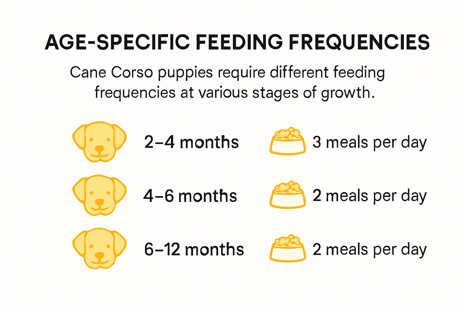 Cane Corso puppy feeding frequency by age.