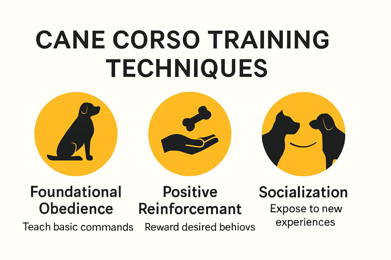 Infographic showing best dog training techniques for Cane Corso
