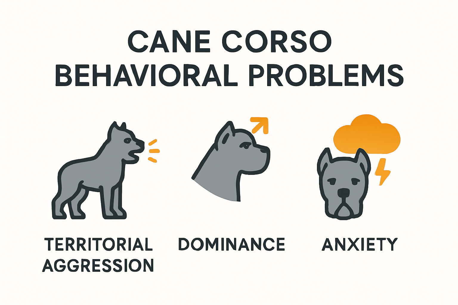 Visual overview of Cane Corso behavioral problems and signs