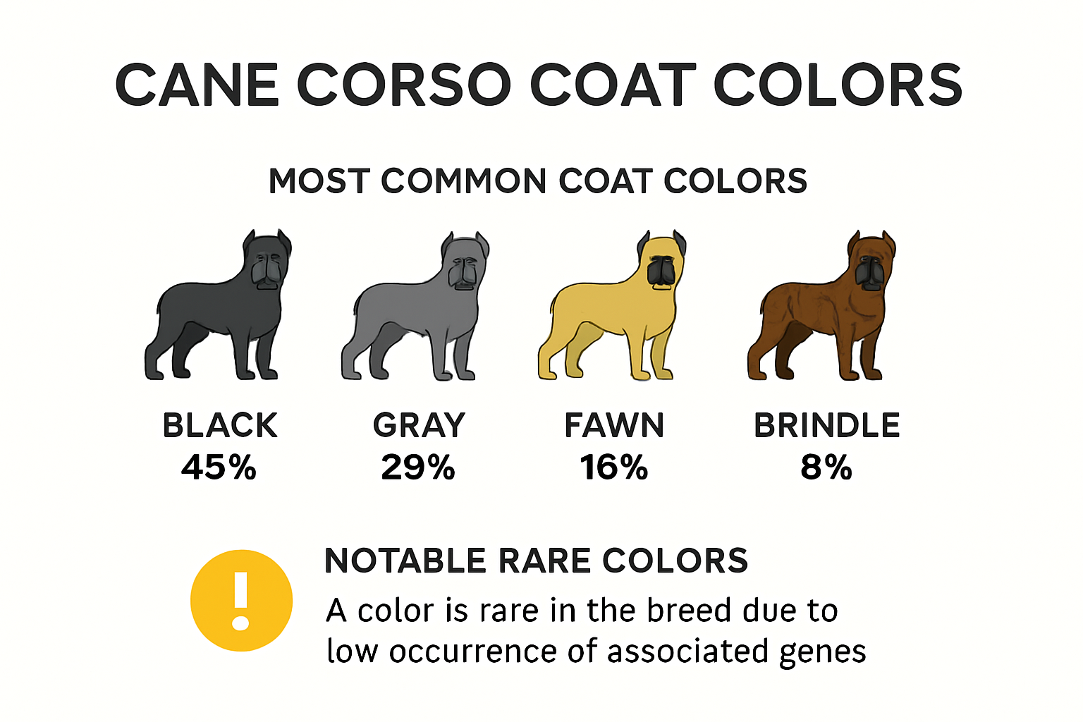 Cane Corso coat colors and rarity visual chart