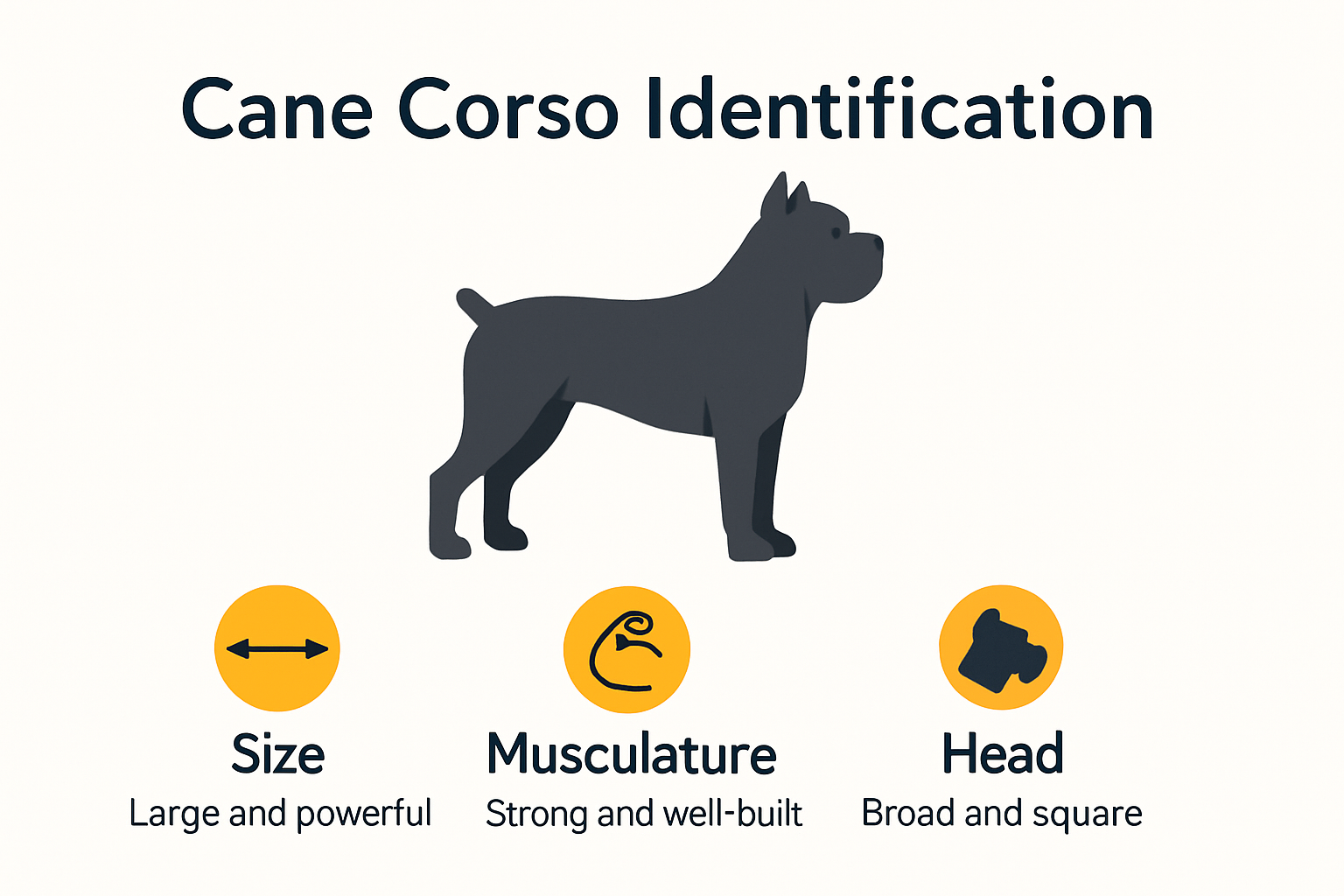 Cane Corso main physical traits infographic