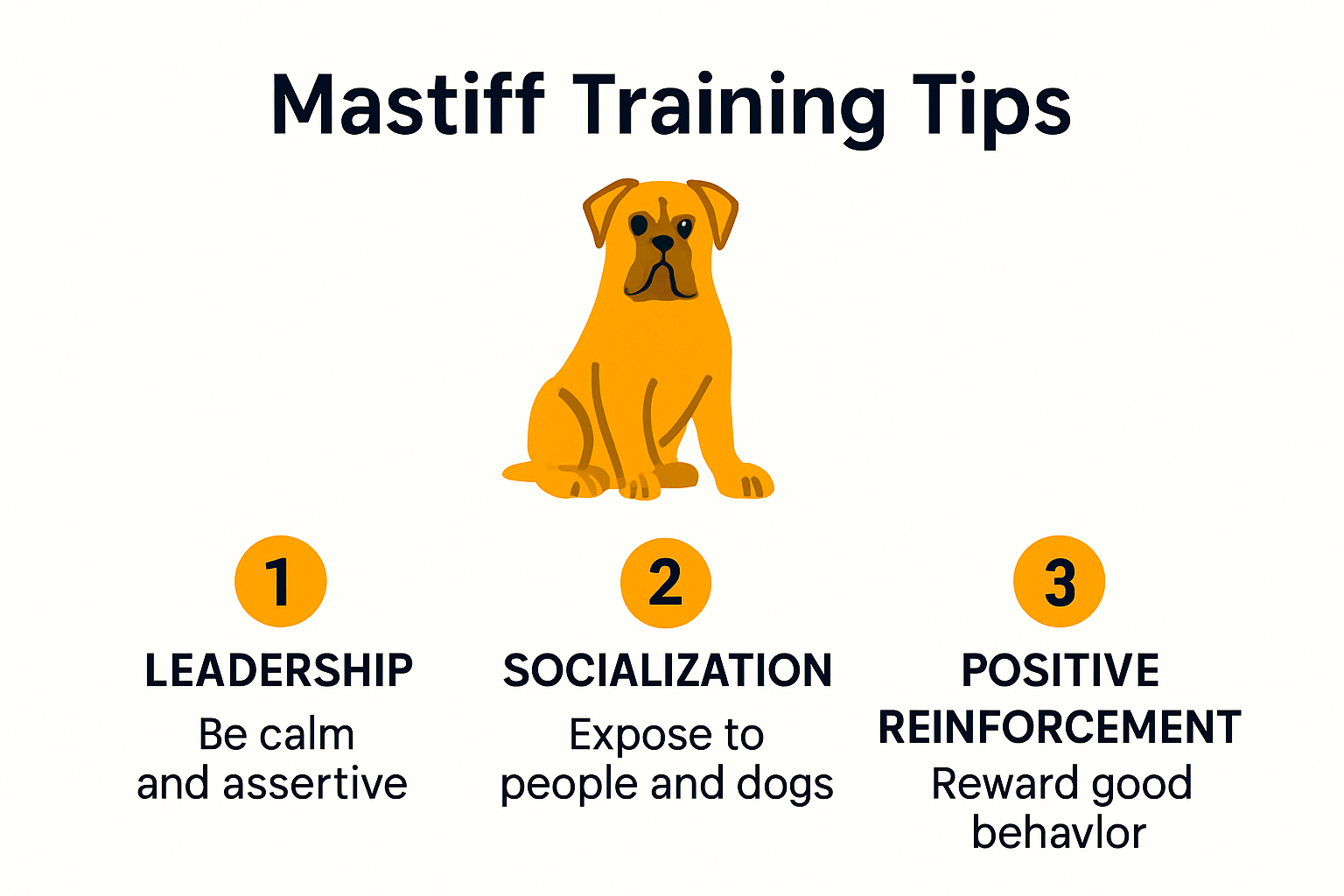 Infographic showing five essential mastiff training tips
