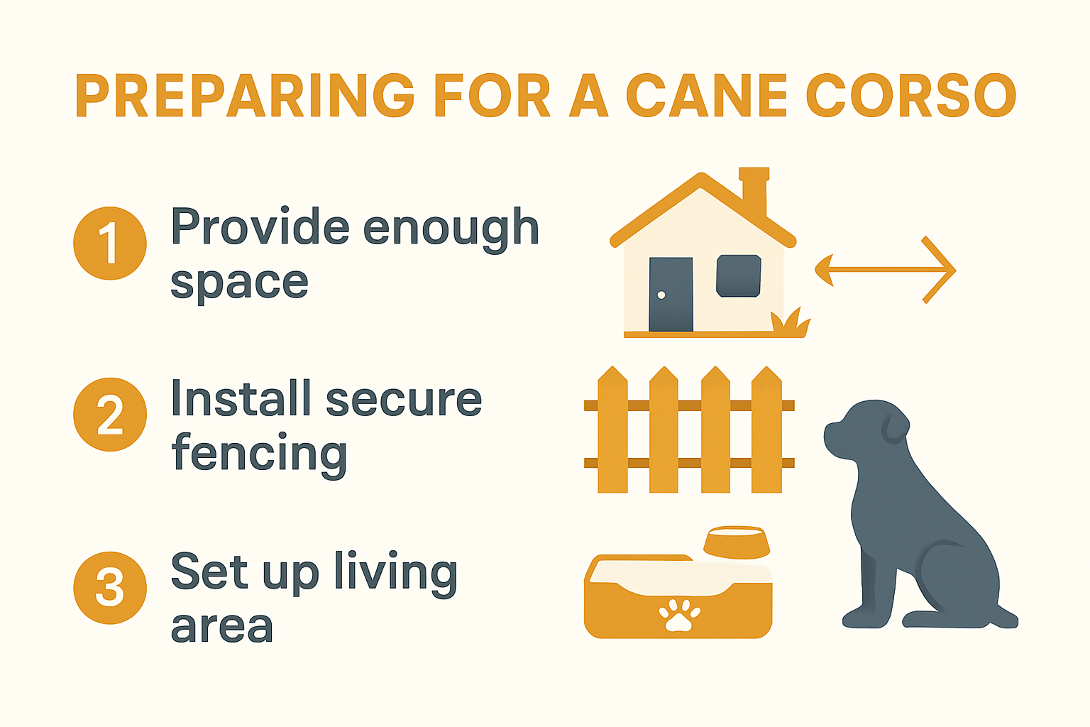 Home preparation steps for Cane Corso infographic