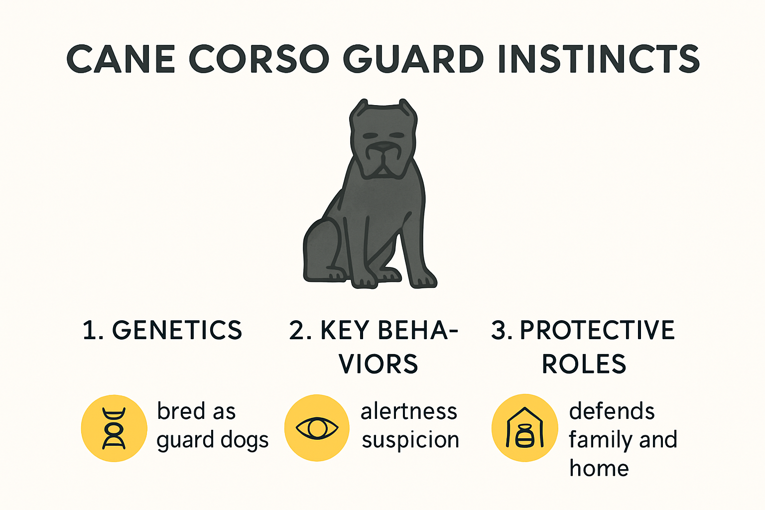 Infographic showing Cane Corso guard instincts and behaviors