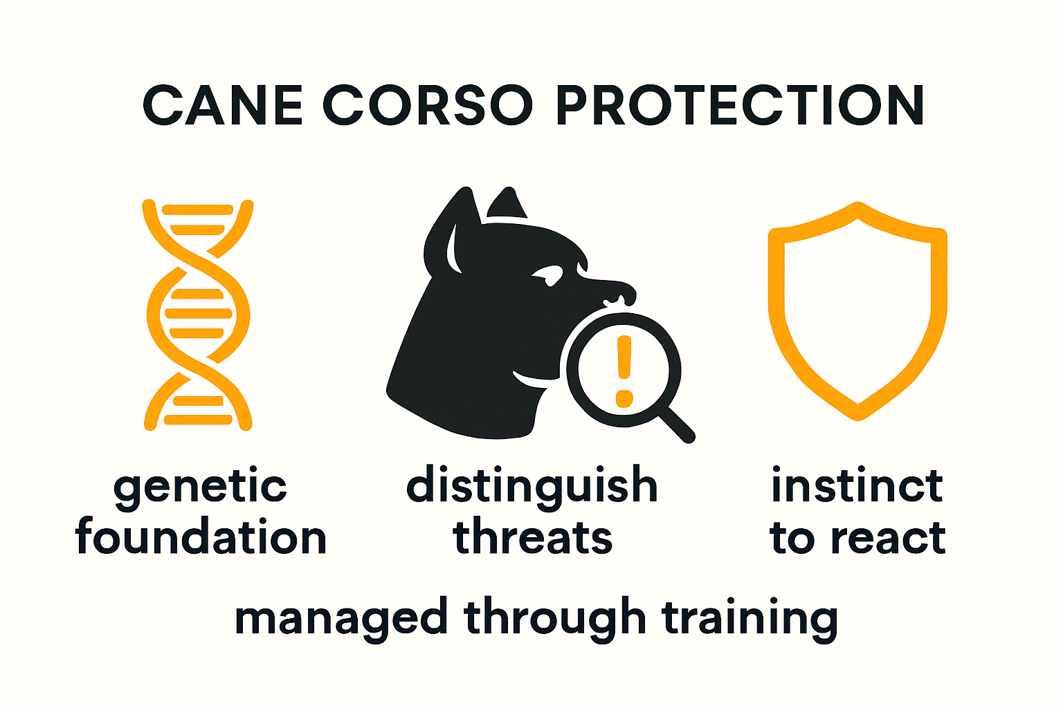 Cane Corso protection instincts infographic explaining genetics and behavior