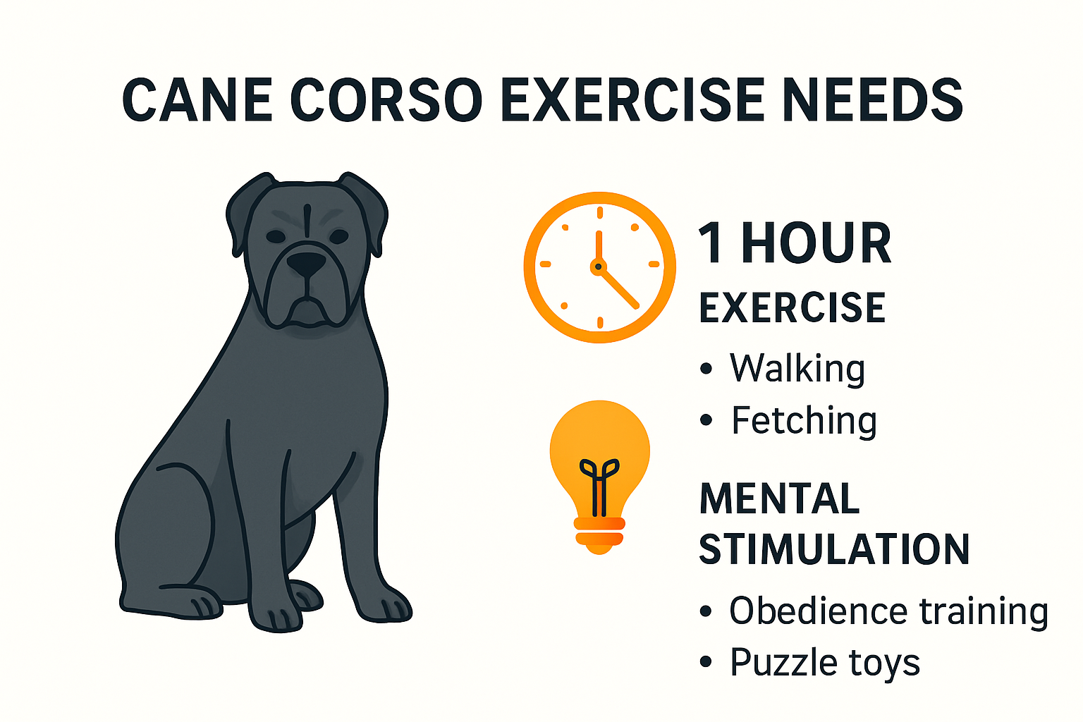 Cane Corso exercise and mental activity infographic