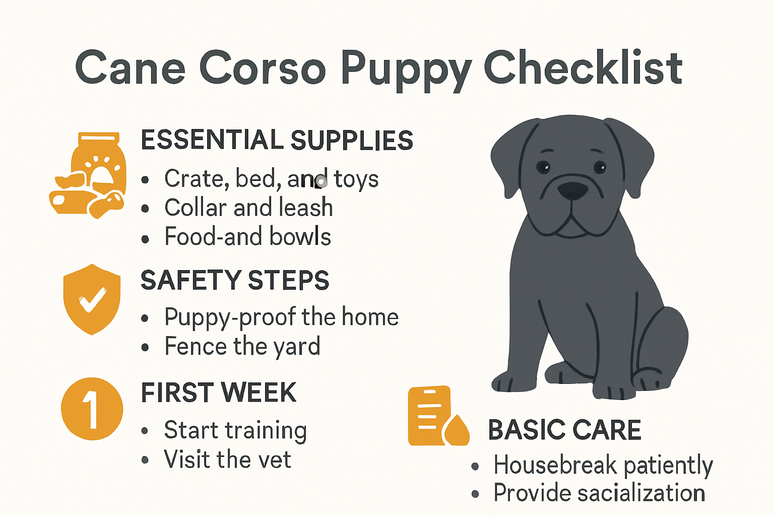 Cane Corso puppy checklist essentials visual guide