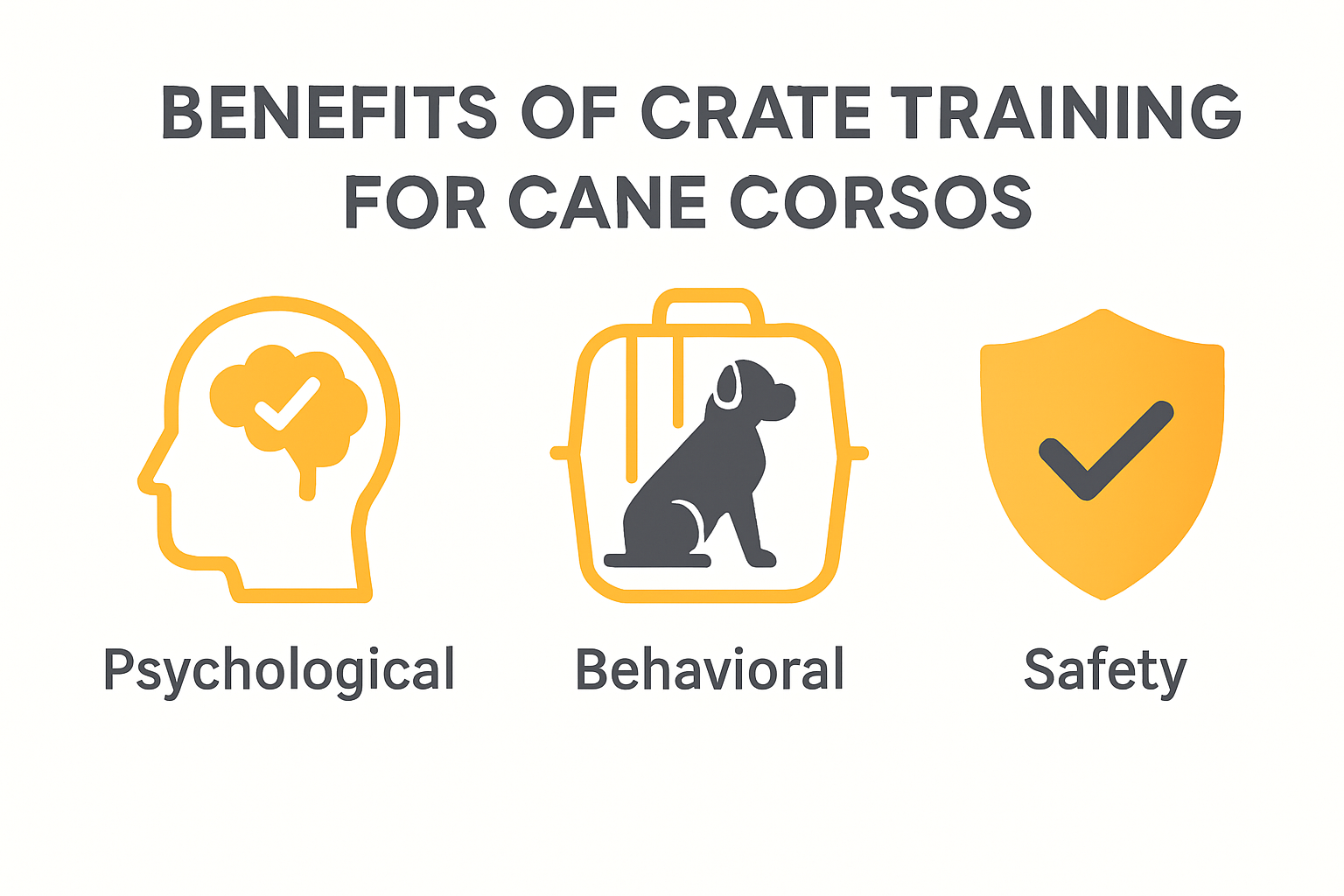 Infographic showing Cane Corso crate training benefits