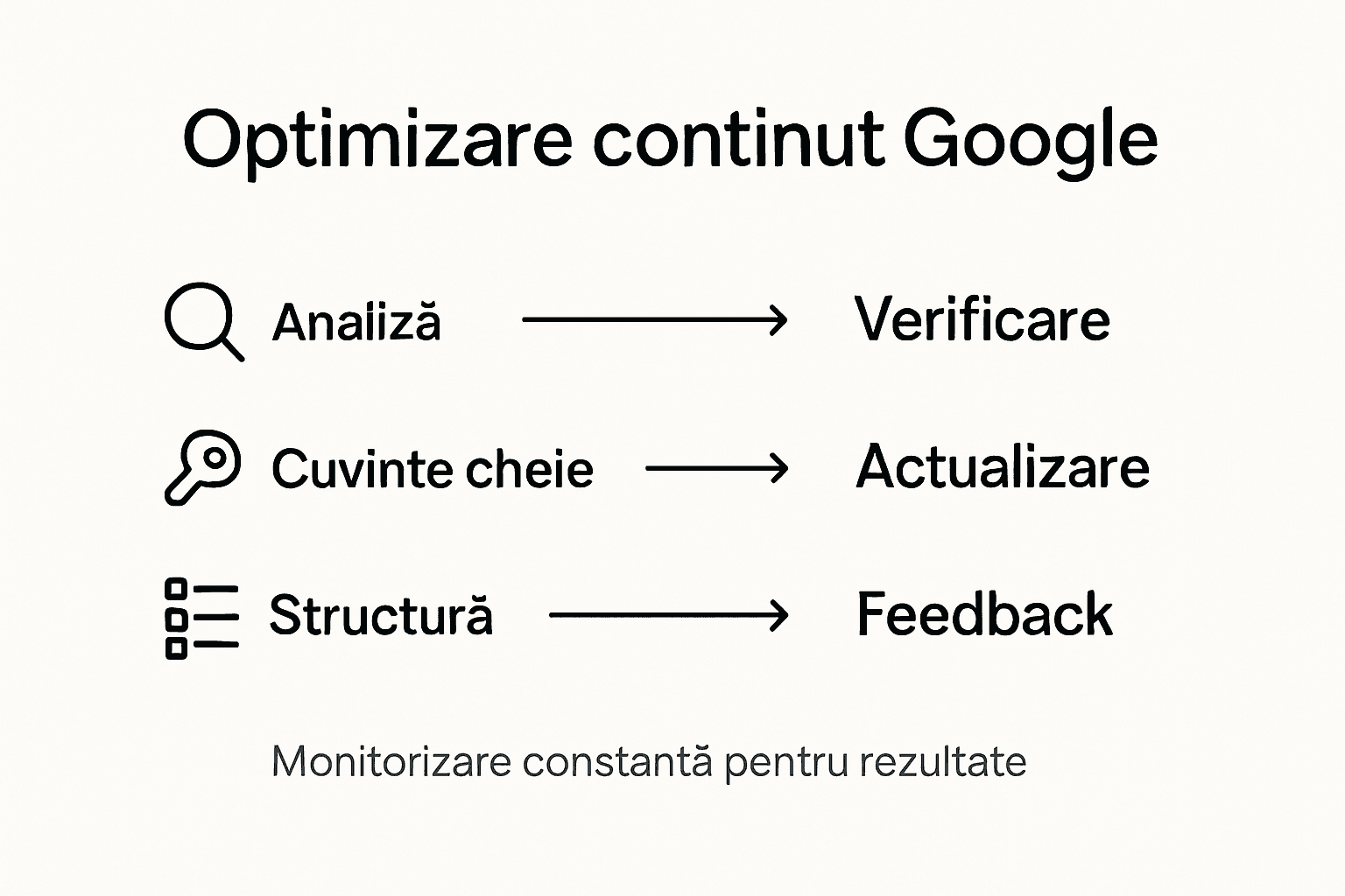Optimizare conținut pentru Google: Ghid practic pentru rezultate Pașii esențiali pentru optimizarea conținutului pe Google – infografic