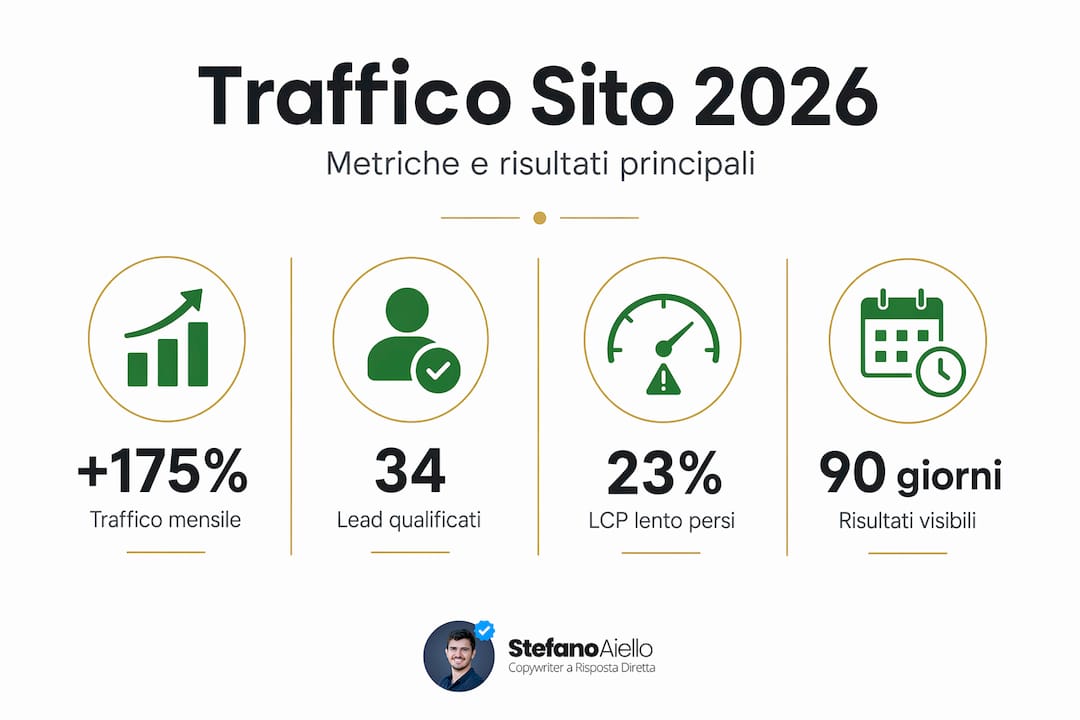 Come aumentare il traffico del sito web nel 2026 1 Infografica sulle principali metriche del traffico web previste per il 2026