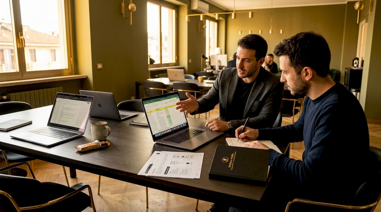 Strategie di lead generation: guida pratica 2026 1 Il team marketing si confronta per analizzare insieme la strategia SEO dei contenuti.