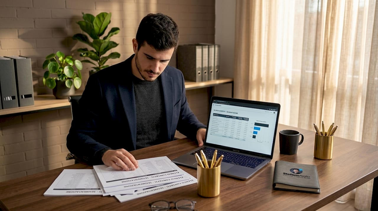 Guida email marketing efficace: strategie 2026 1 Un consulente di marketing esamina i risultati delle campagne segmentate seduto alla propria scrivania.