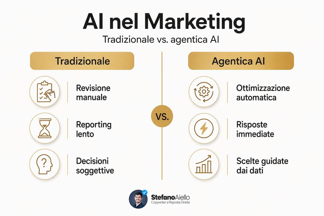 Perché affidarsi a un consulente marketing oggi 2 Infografica: il marketing tradizionale a confronto con quello basato sull’intelligenza artificiale