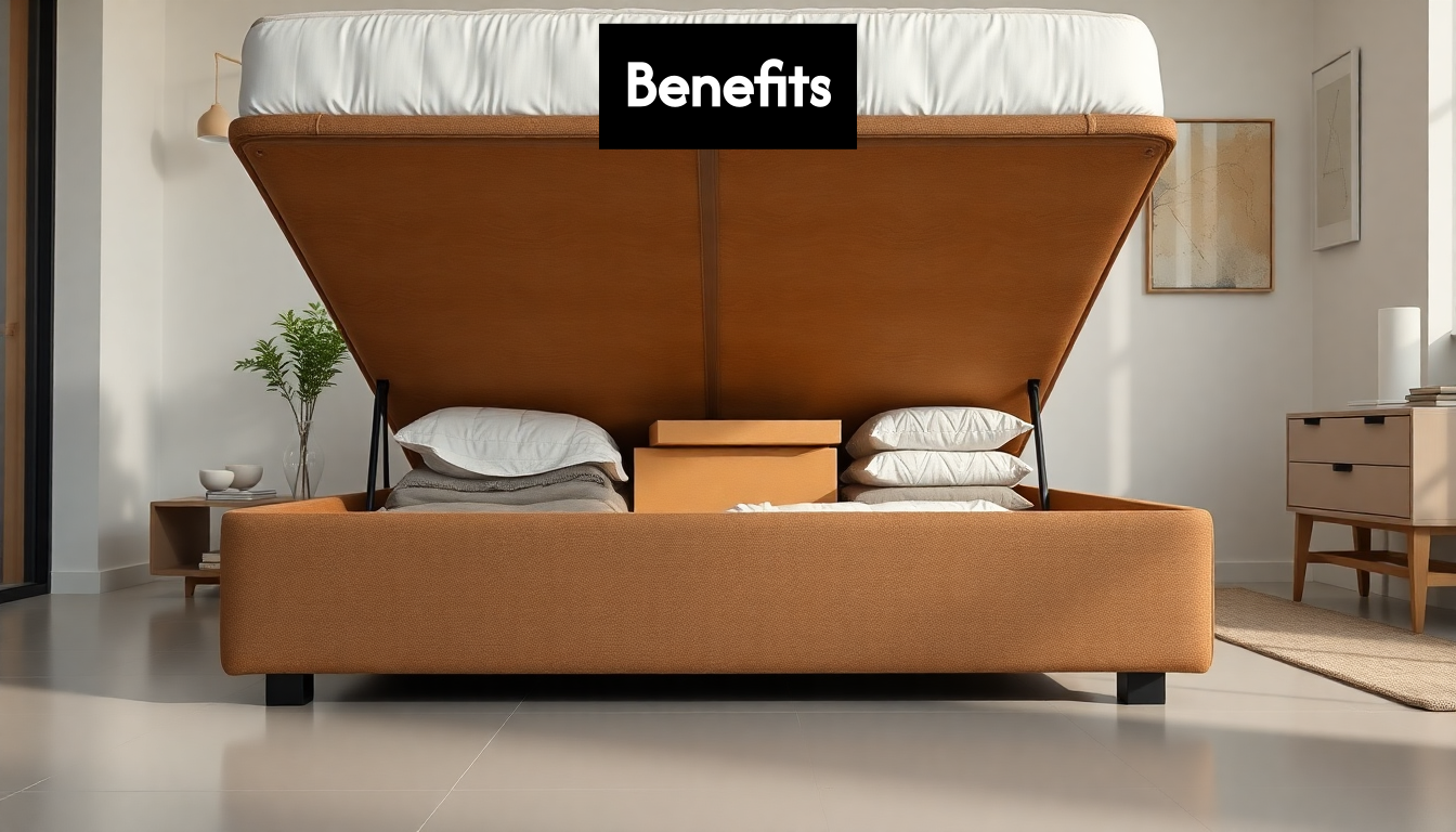 Ottoman bed base open showing storage