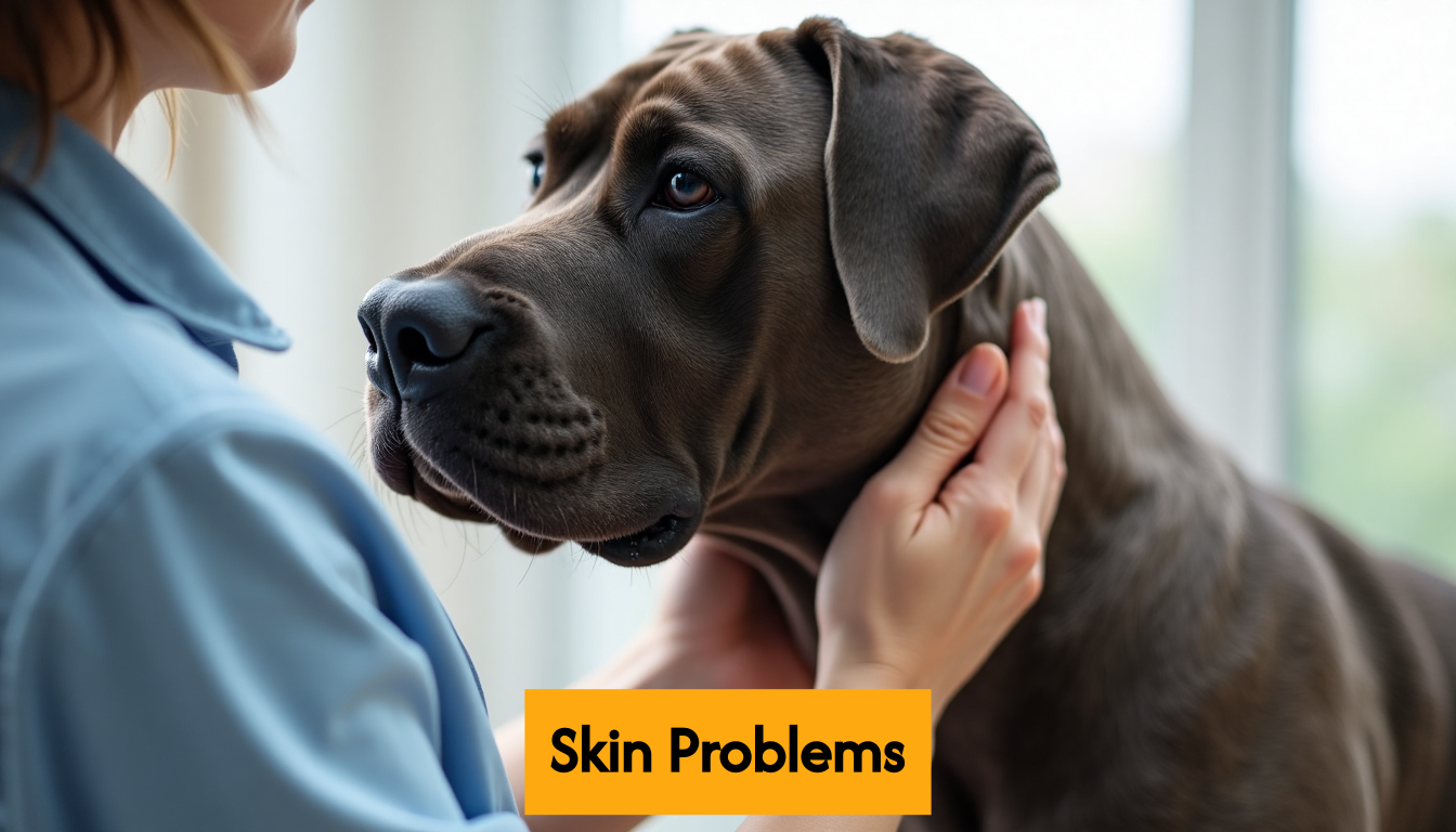 Owner inspecting Cane Corso skin folds closely