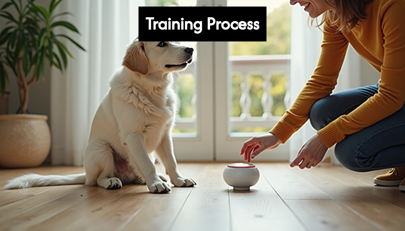 Owner training dog with alert buttons