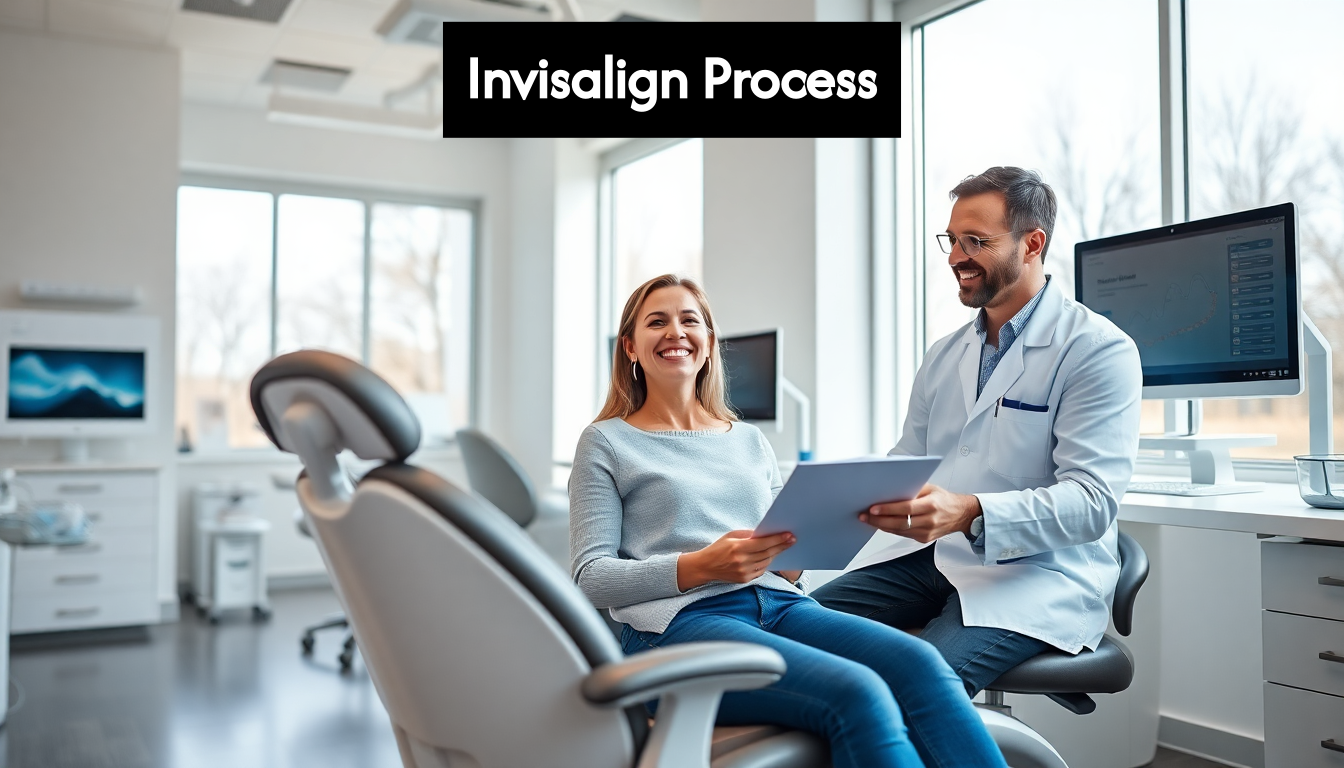 Patient consulting orthodontist about Invisalign process