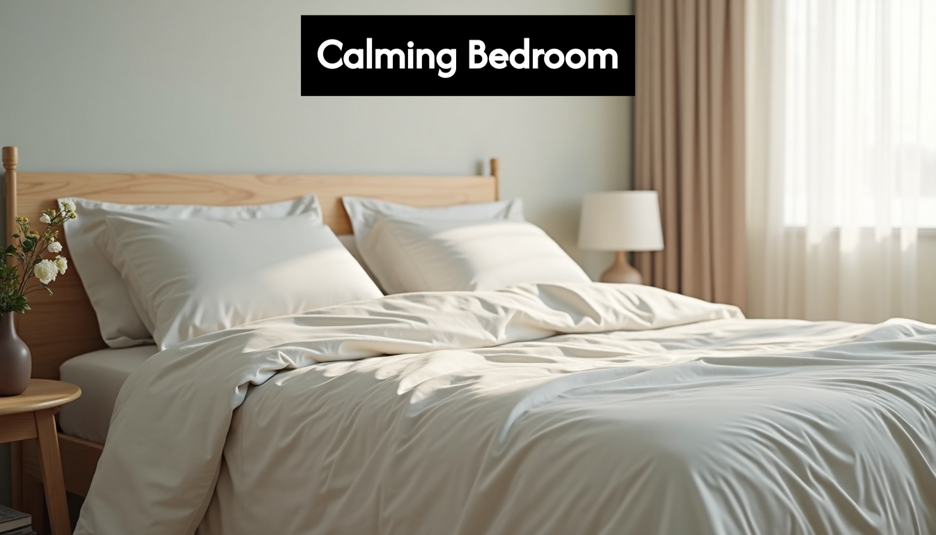 Peaceful bedroom with comfortable bed
