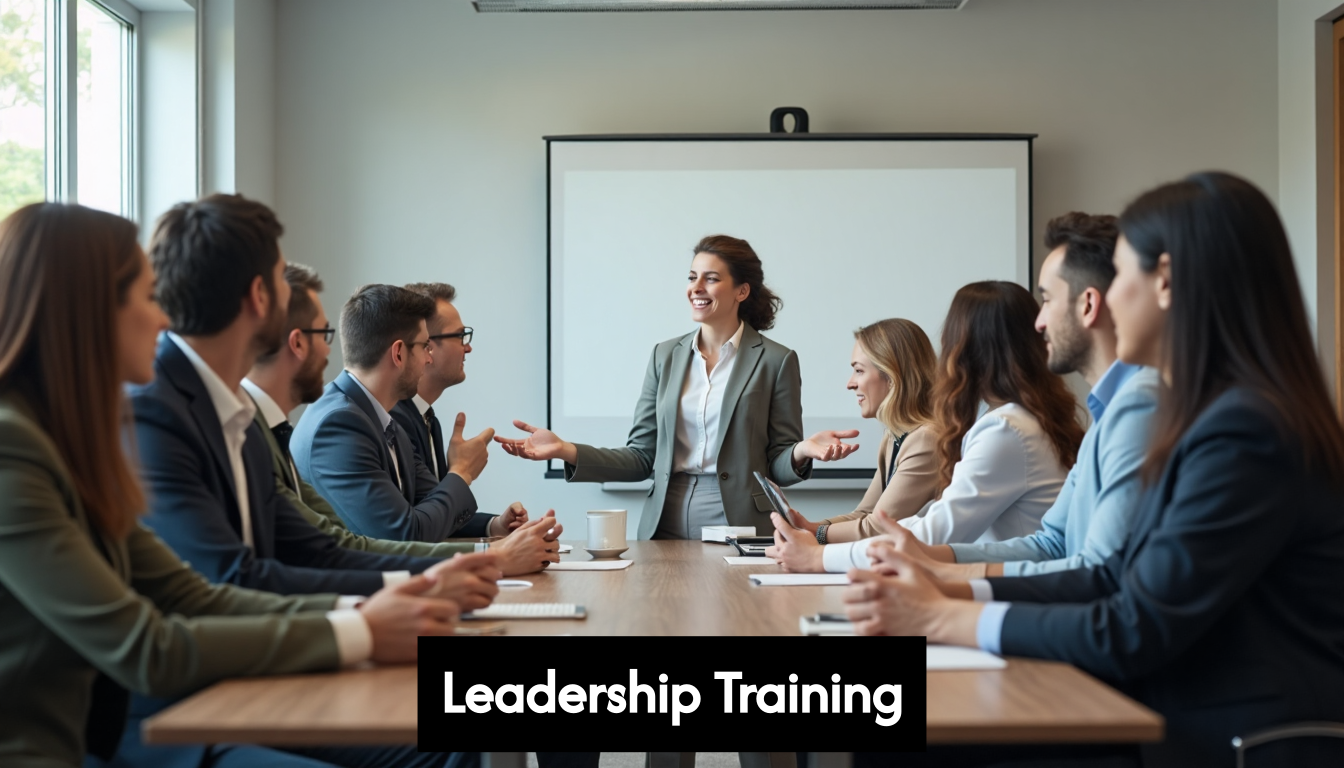 People collaborating during a leadership training session.