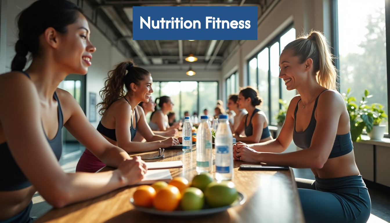 People exercising and planning nutrition in a modern gym