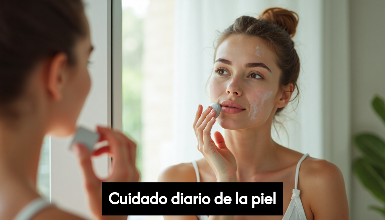 People practicing daily skincare at home