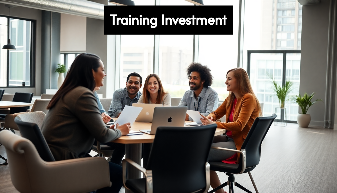 People training in a modern office