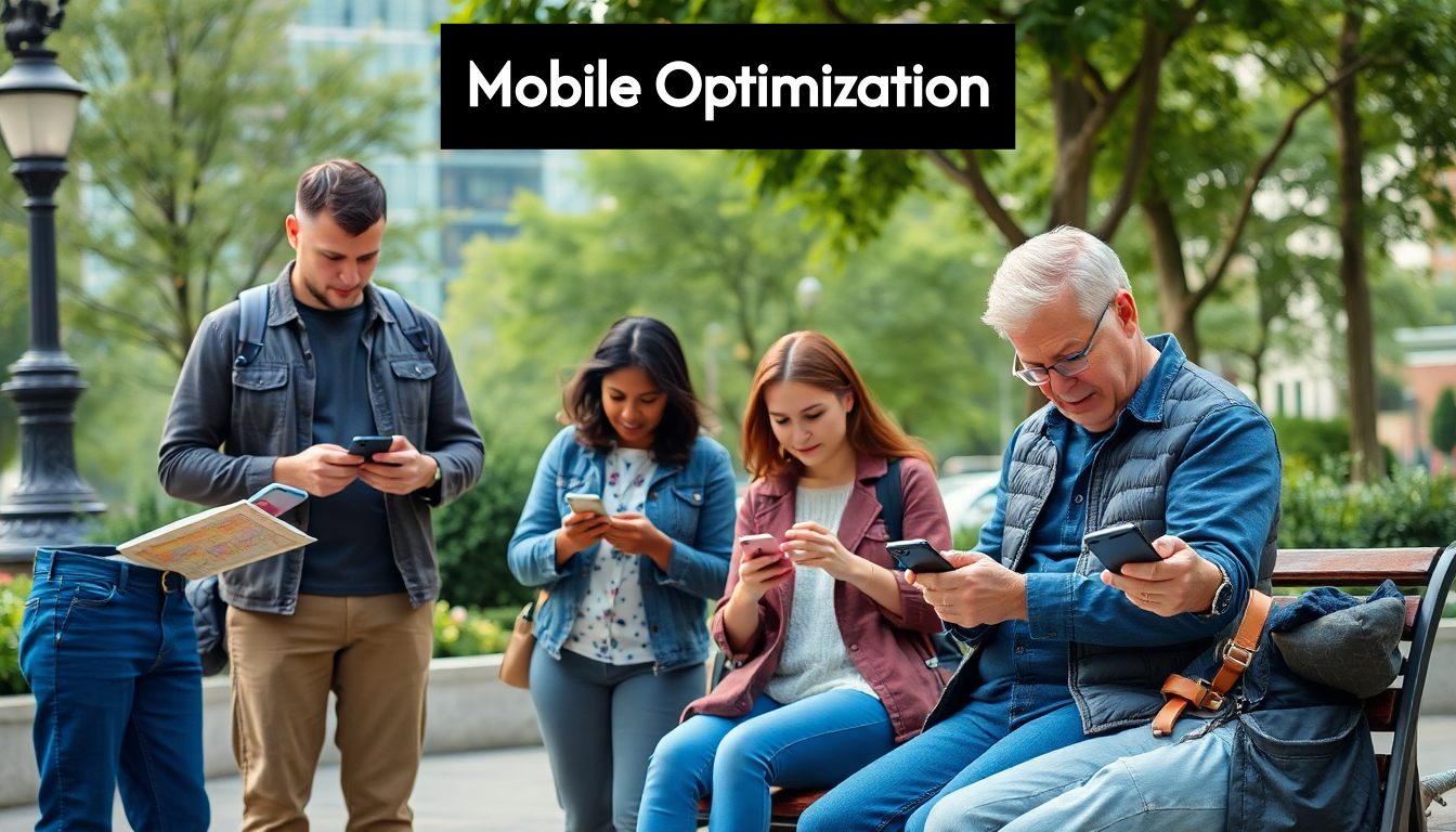 People using smartphones outdoors for local search