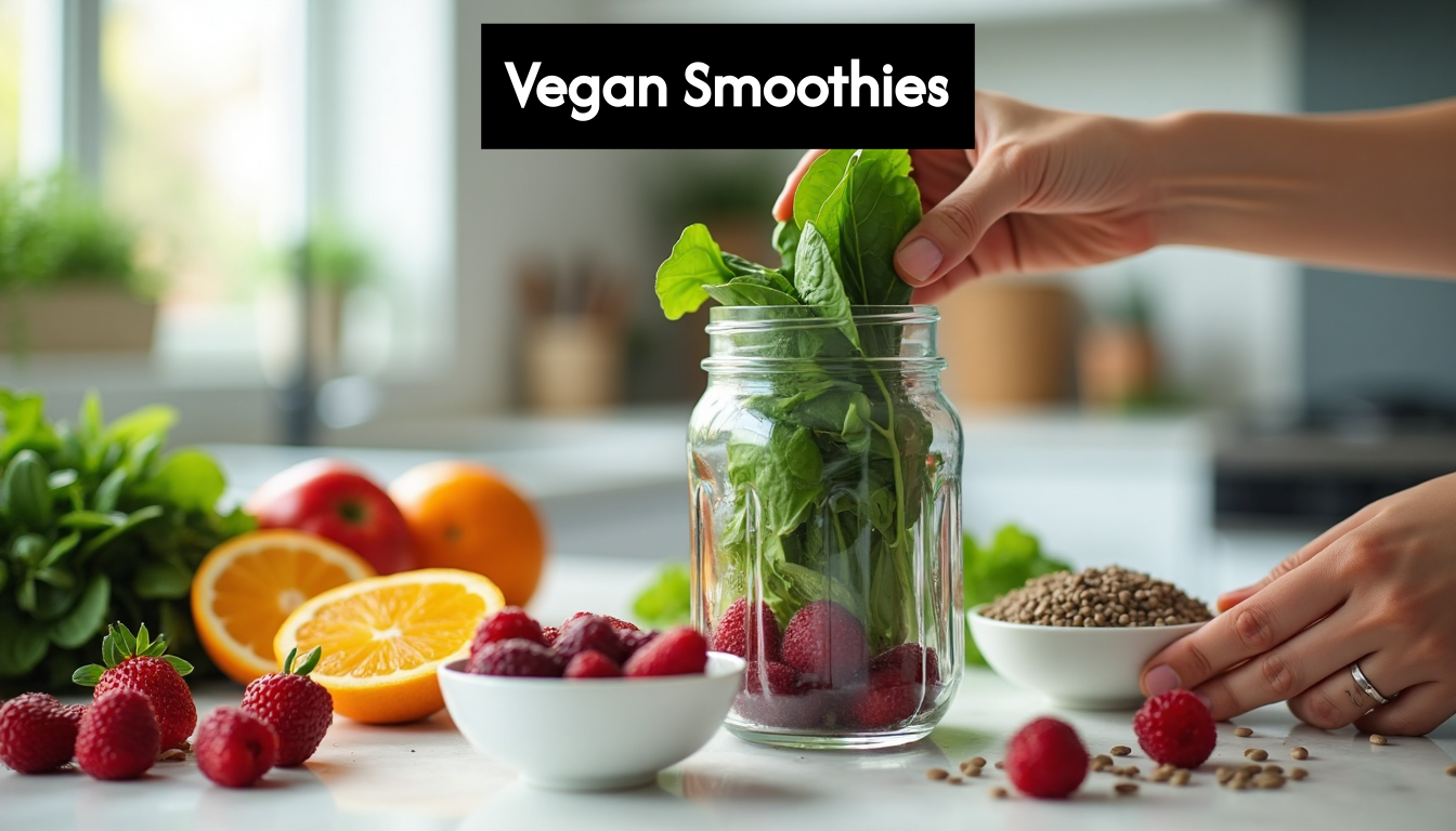 Person adding greens and berries to blender for smoothie