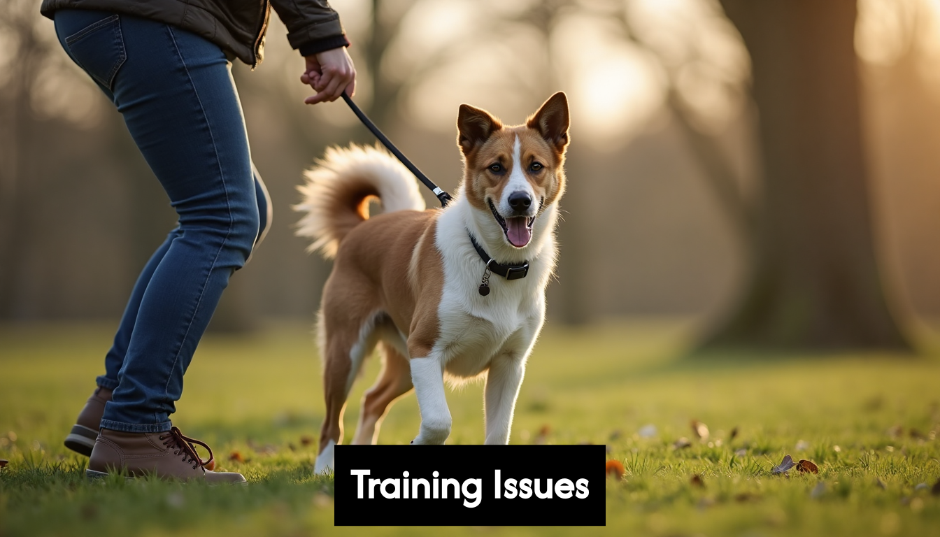 Person addressing dog training challenge.