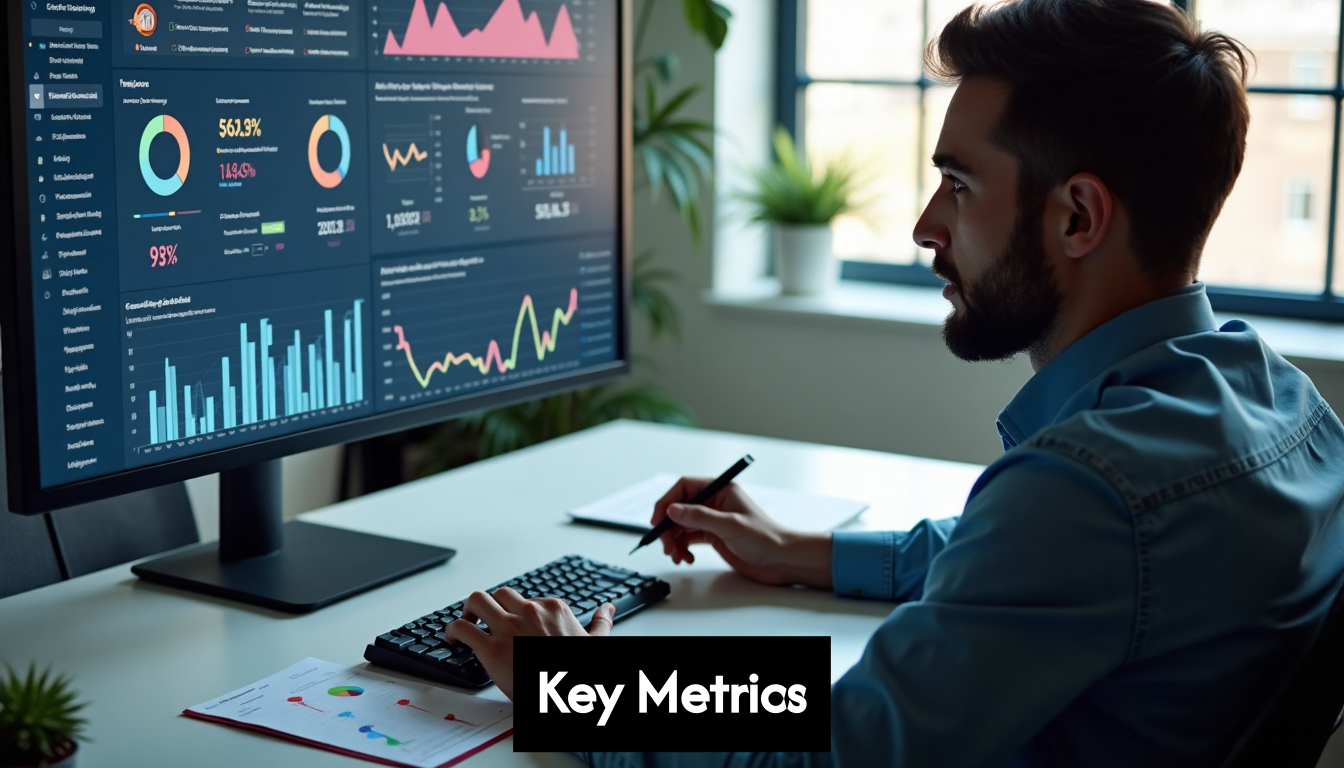 Person analyzing charts and graphs on SEO dashboard