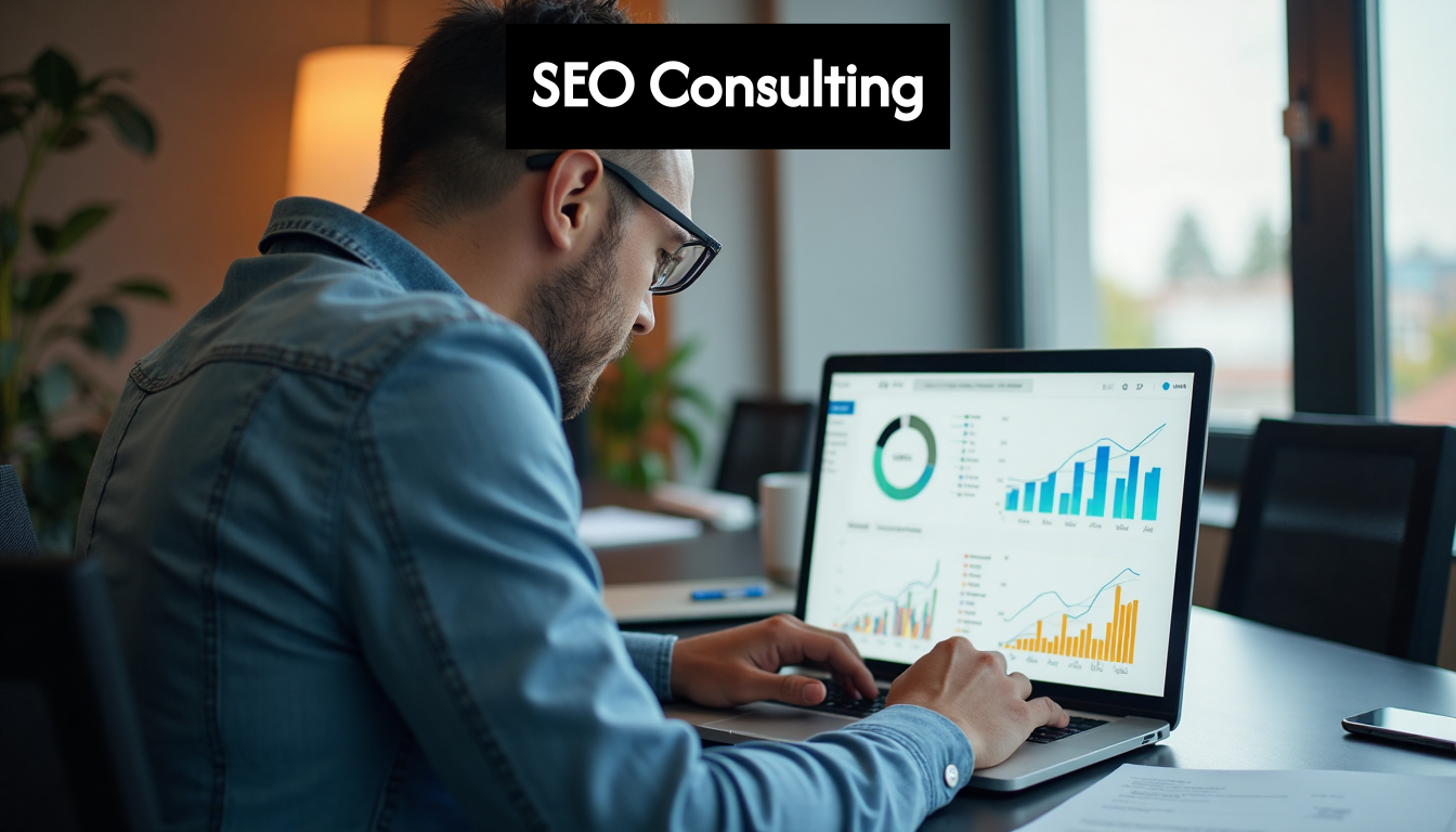 Person analyzing SEO data on a screen.
