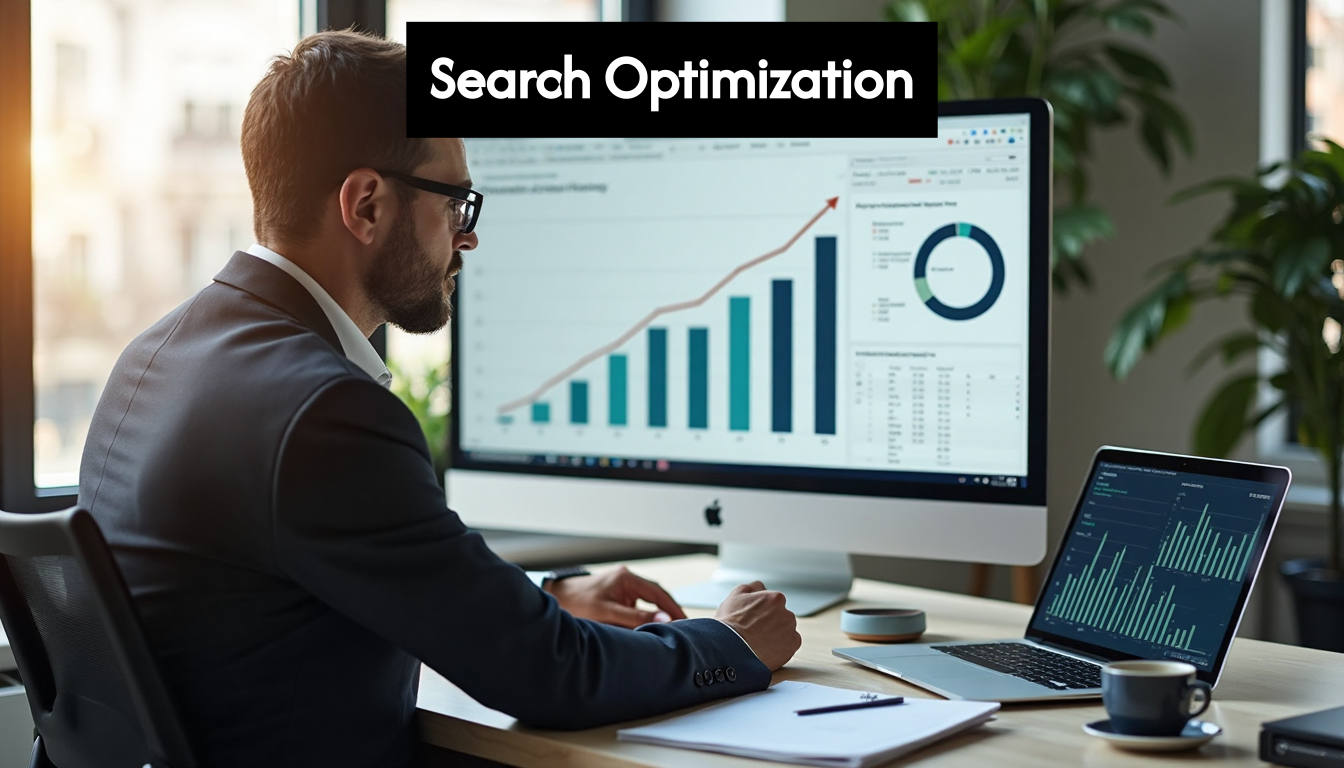 Person analyzing SEO strategy at modern workspace