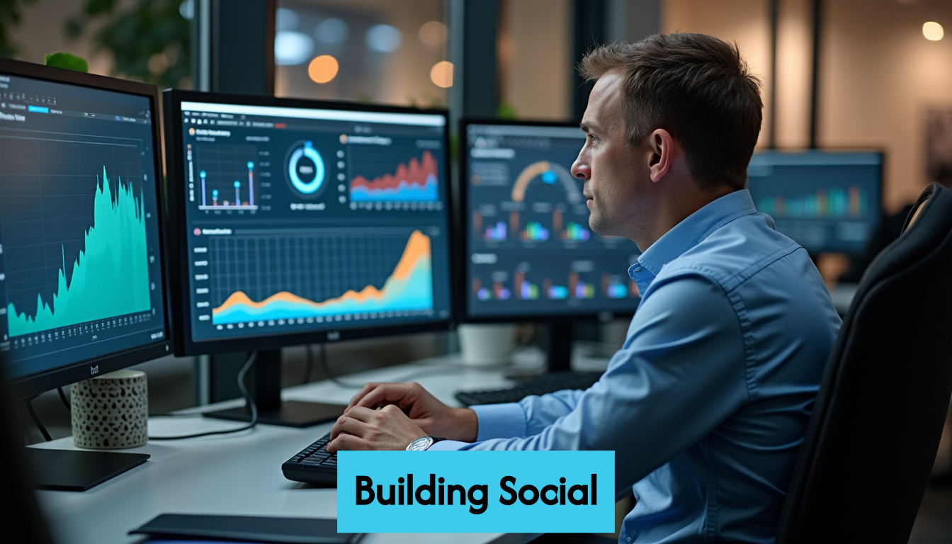 Person analyzing social media report data.