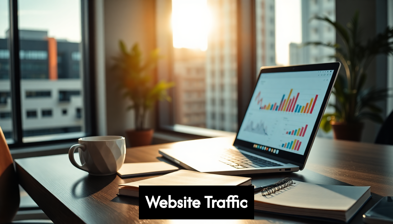 Person at laptop reviewing website traffic analytics