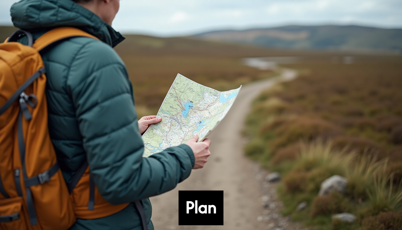 Person checking a map on a Northumberland trail.