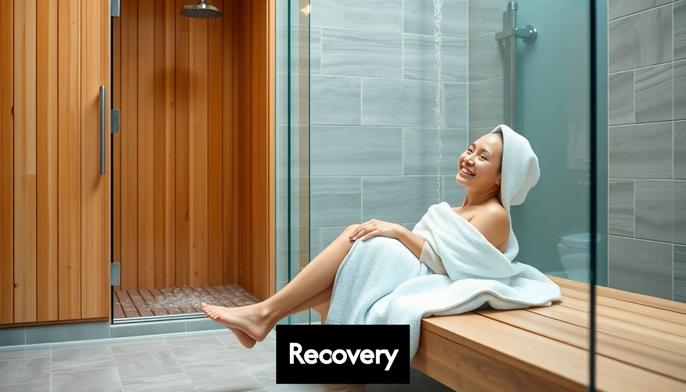 Person cooling off after sauna session