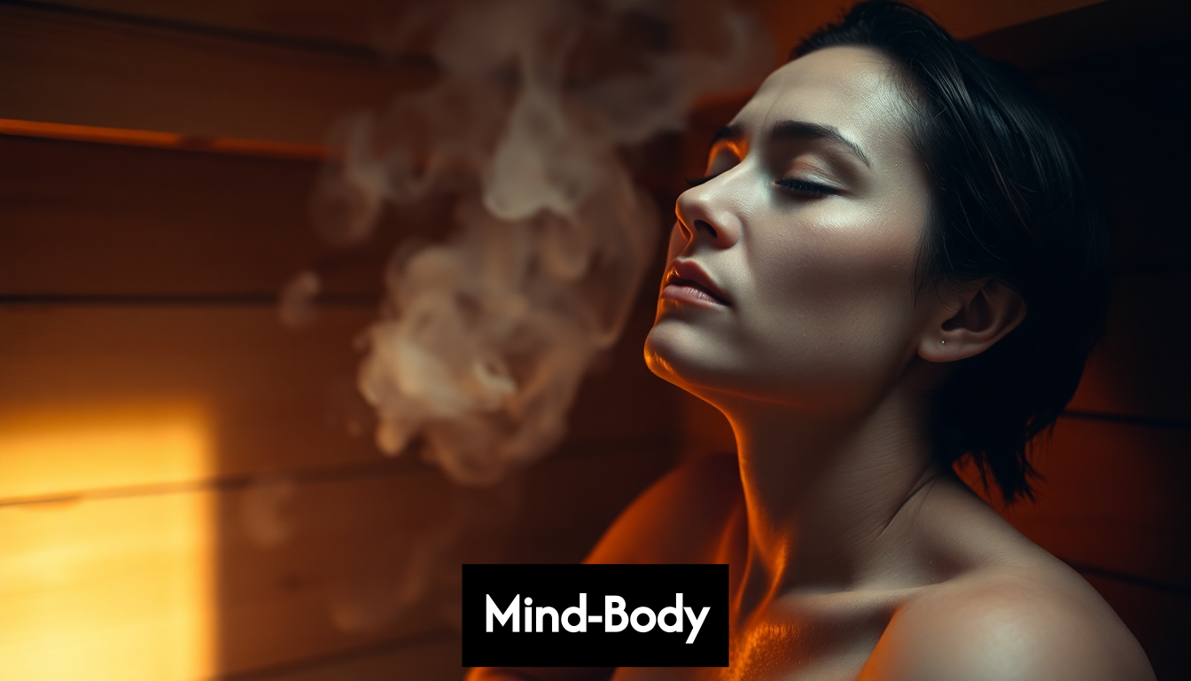 Person experiencing calm in hot sauna