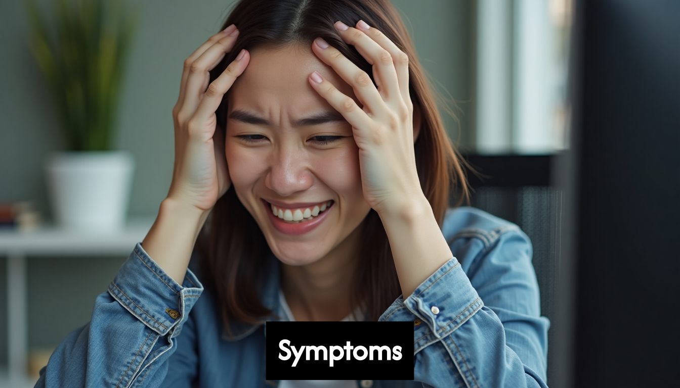 Person holding head, showing headache from eye strain.