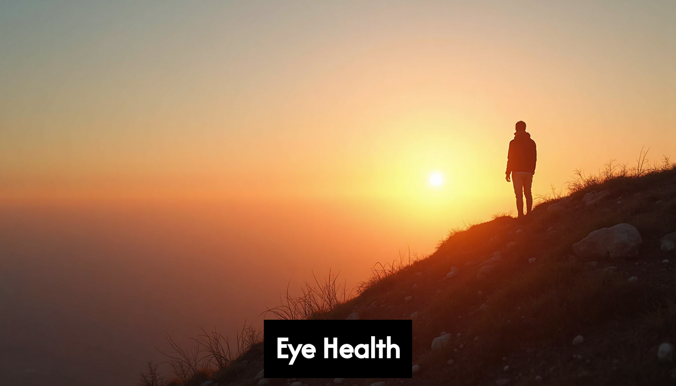 Person looking at sunset over landscape.